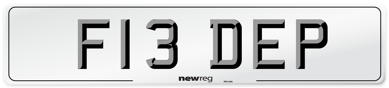 F13 DEP Number Plate from New Reg